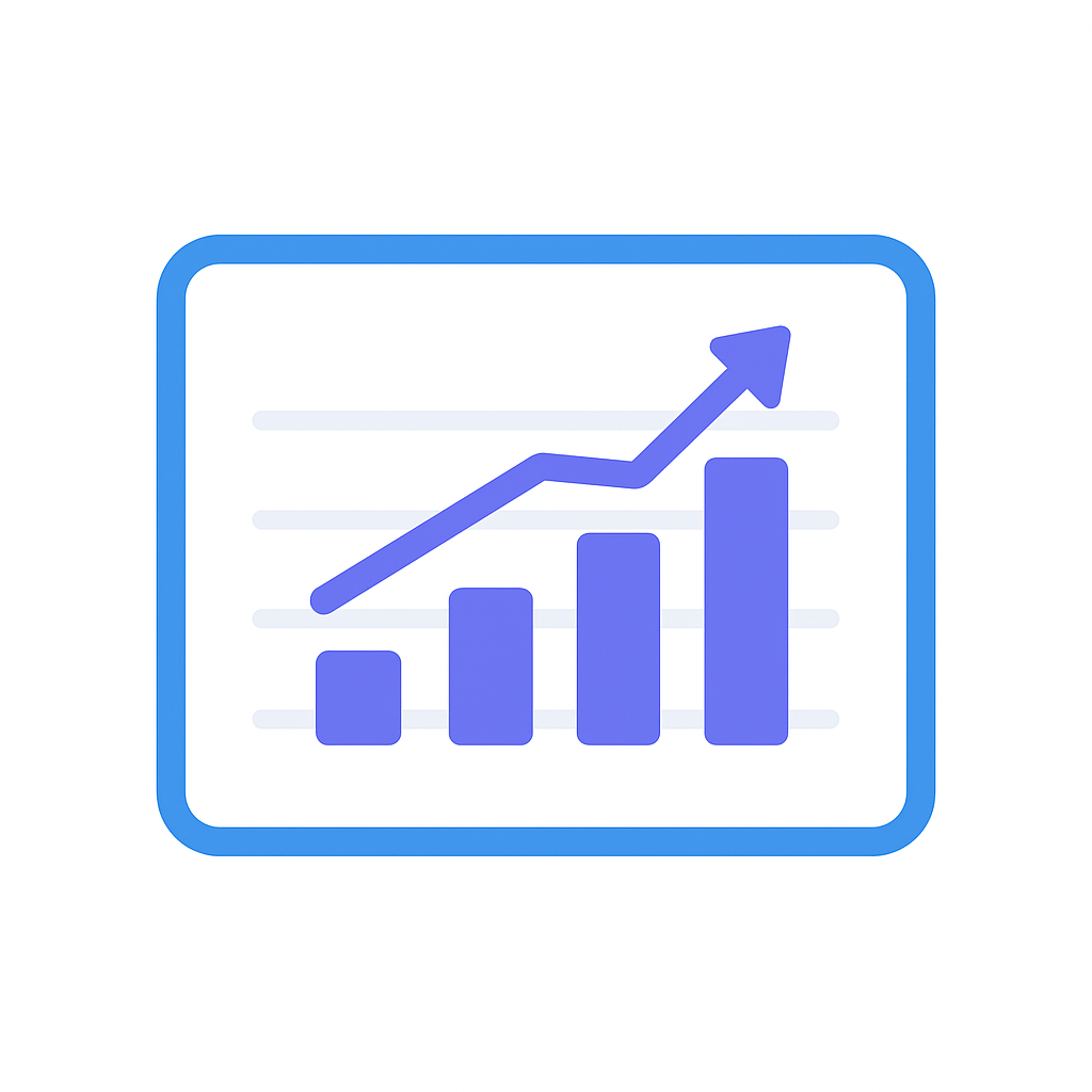 Bar chart showing steadily increasing bars with an upward trending arrow, representing lead generation growth.