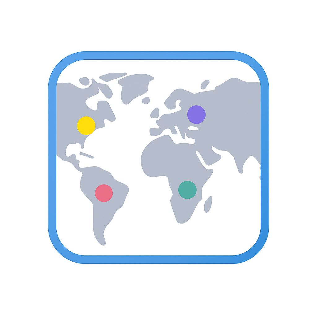 World map with location pins on various continents, representing identifying market opportunities globally.